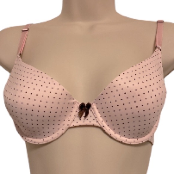 MAIDENFORM Fabulous Fit  T-Shirt Bra Pink with Black Polka Dots 34B - Picture 1 of 14